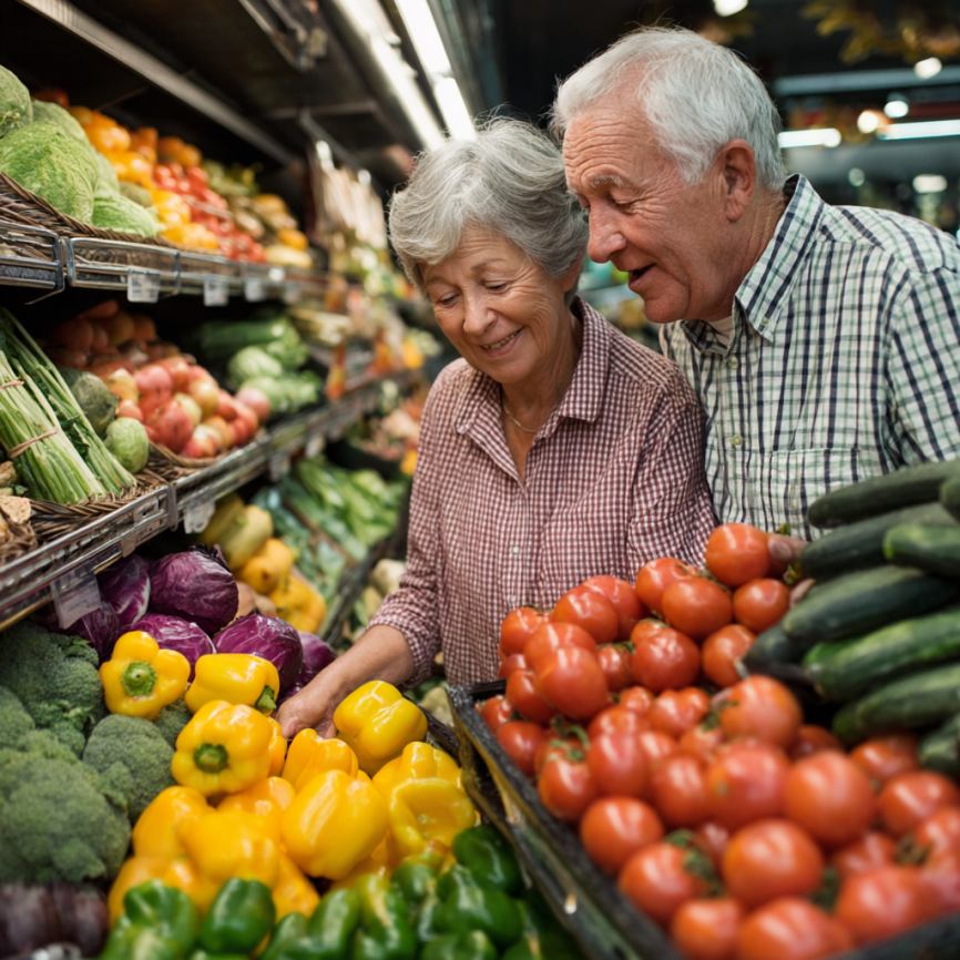 Активна пара зрілого віку готує здорову їжу разом на кухні